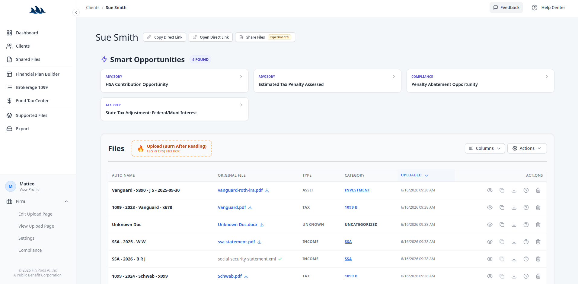 Advisor View of Client