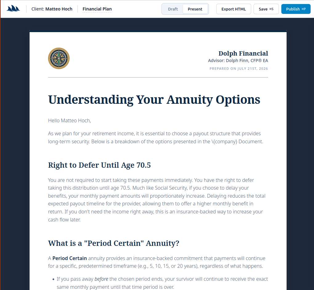 Financial Planning Builder